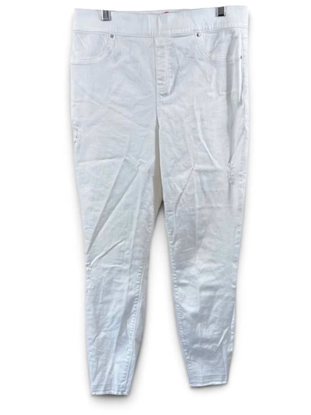 SPANX White Distressed Skinny Jeans Sz L
